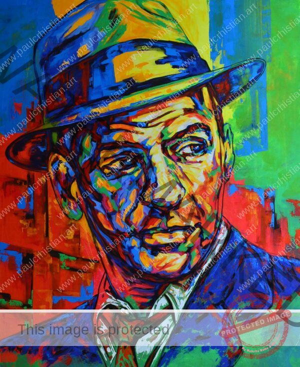 Frank Sinatra whit Hat on canvas
