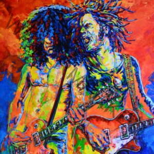 Always on the Run -  L Kravitz & Slash Original Art Piece Acrylic On Canvas