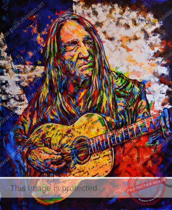 Willie Nelson on canvas