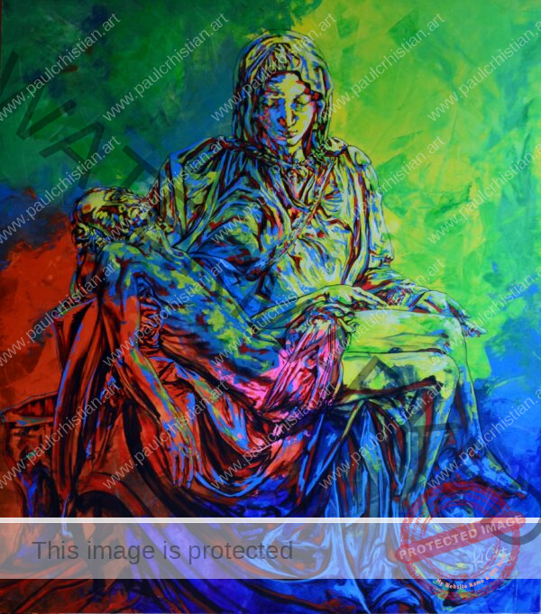 Michelangelo's  Pieta Original Art Piece Acrylic On Canvas