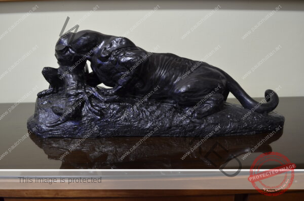 Jaguar devouring hare