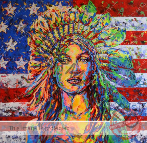 American Chica Original Art Piece Acrylic On Canvas